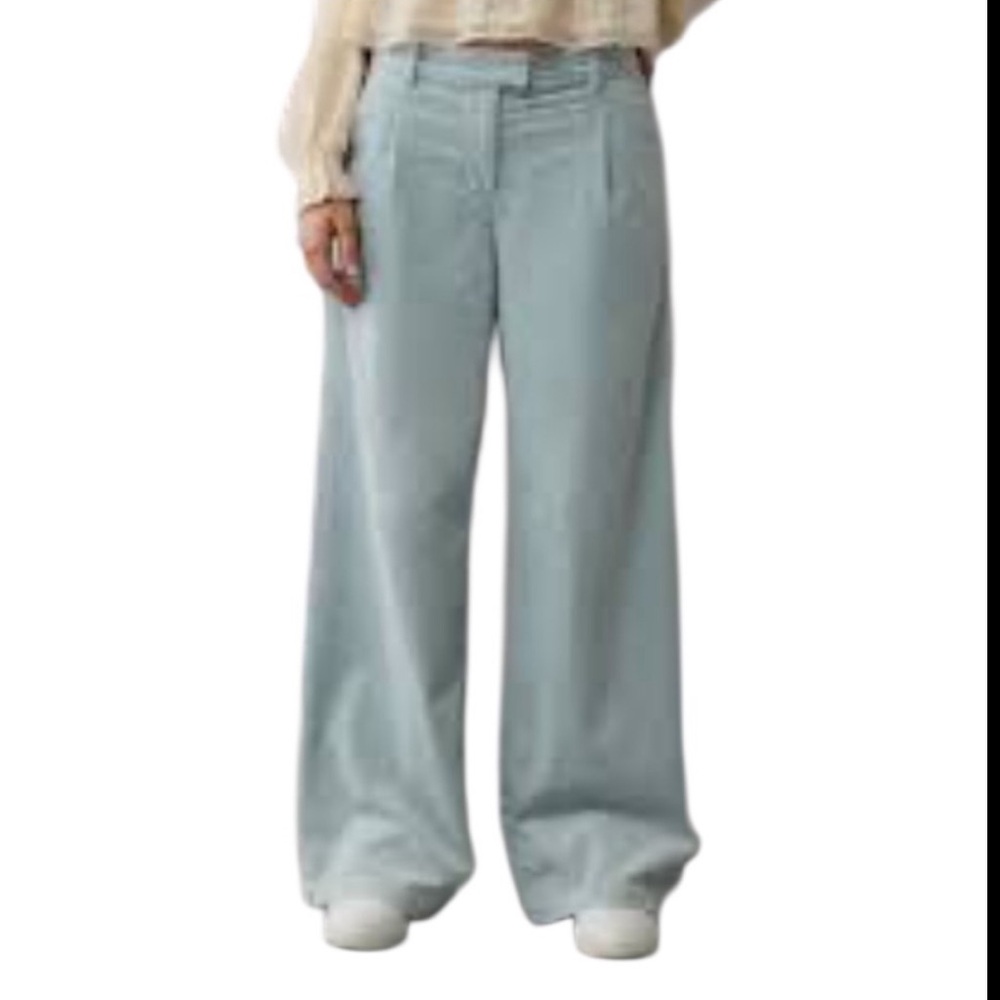 NWT American Eagle ($74.95) LightBlue HighRise Wide Leg Stretch Corduroy Trouser